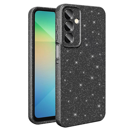 Galaxy A16 Kılıf Kamera Korumalı Simli Lüks KHYR Koton Kapak - Siyah