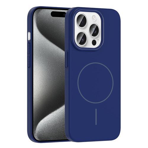 iPhone 15 Pro Kılıf Magsafe Şarj Özellikli KHYR Ruby Silikon Kapak - Lacivert