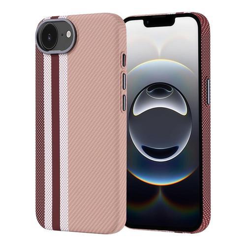 iPhone 16E Kılıf Magsafe Şarj Özellikli Karbon Fiber Görünümlü KHYR Nekst Kapak - Gold