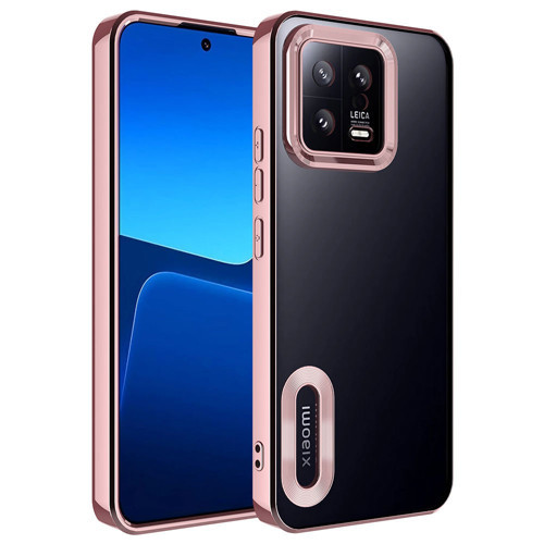 Mi 13 Kılıf Kamera Korumalı Logo Gösteren KHYR Omega Kapak - Rose Gold