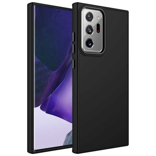 Galaxy Note 20 Ultra Uyumlu Metal Çerçeve ve Buton Tasarımlı Silikon KHYR Luna Kılıf-Siyah