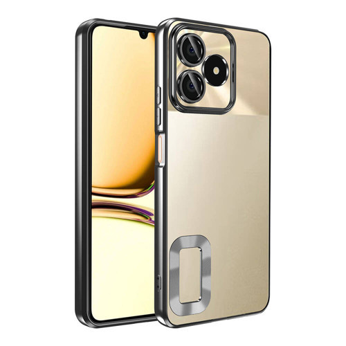 Realme C53 Kılıf Kamera Korumalı Logo Gösteren KHYR Omega Kapak - Siyah