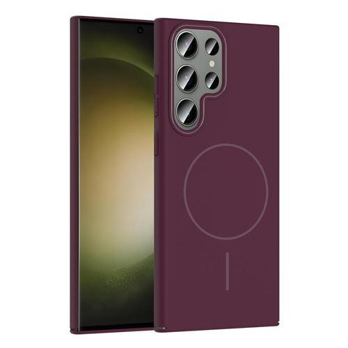 Galaxy S23 Ultra Kılıf Magsafe Şarj Özellikli KHYR Ruby Silikon Kapak - Mürdüm