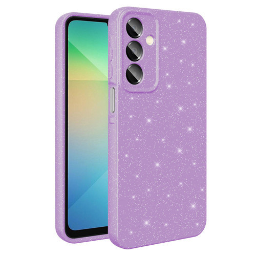 Galaxy A16 Kılıf Kamera Korumalı Simli Lüks KHYR Koton Kapak - Lila