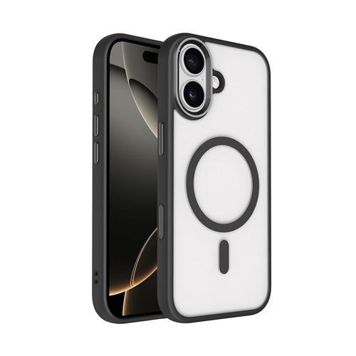 iPhone 17 Kılıf Wireless Şarj Özellikli Zore Krom M-safe Silikon Kapak - Siyah