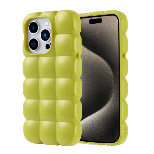 iPhone 15 Pro Kılıf Parlak Esnek Silikon KHYR Dom Dom Kapak - Yeşil