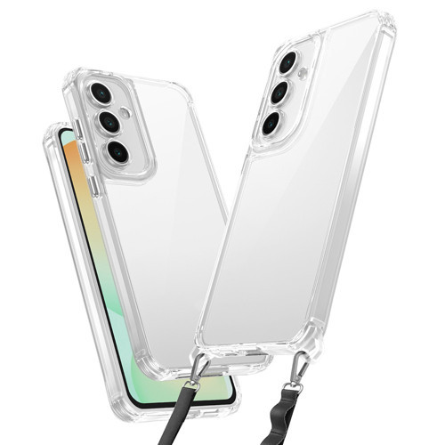 Galaxy A35 Kılıf Airbagli Takılabilir Askı Aparatlı KHYR Snap Silikon Kapak - Şeffaf