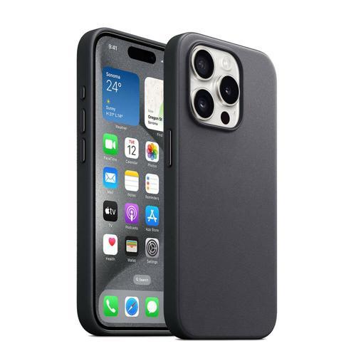 iPhone 15 Pro Uyumlu KHYR Magsafe Şarj Özellikli Mikro Fiber Optimal Kılıf-Siyah