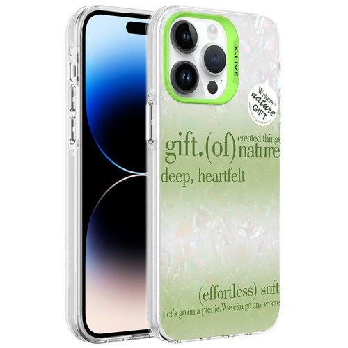 iPhone 14 Pro Max Uyumlu Mermer Desenli KHYR Marbello Kılıf-Yeşil