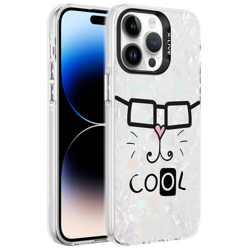iPhone 14 Pro Max Uyumlu Mermer Desenli KHYR Marbello Kılıf-Beyaz