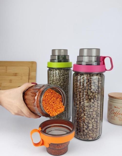 3’lü Ölçü Kaplı Kavanoz Seti 1,43 lt Gri 131395-560 C1-1-139