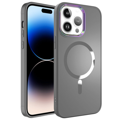 iPhone 14 Pro Max Uyumlu Magsafe Wireless Şarj Özellikli KHYR Stil Kılıf-Siyah