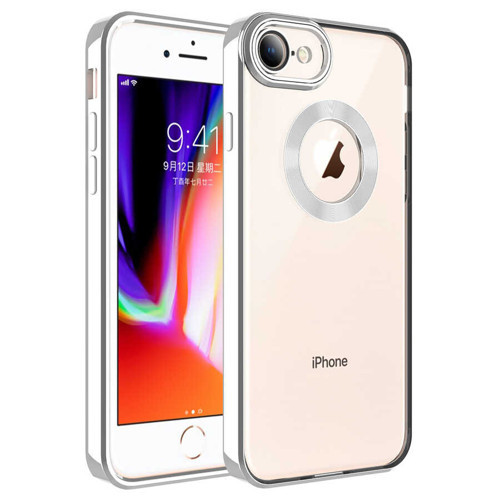 iPhone 7 Kılıf Kamera Korumalı Logo Gösteren KHYR Omega Kapak - Gümüş