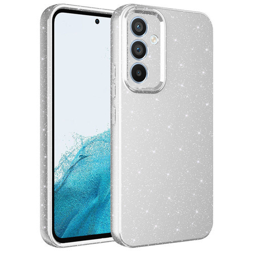 Galaxy A14 Kılıf Kamera Korumalı Simli Lüks KHYR Koton Kapak - Gümüş