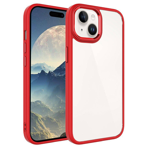 iPhone 15 Plus Uyumlu KHYR Krom Kılıf-Kırmızı