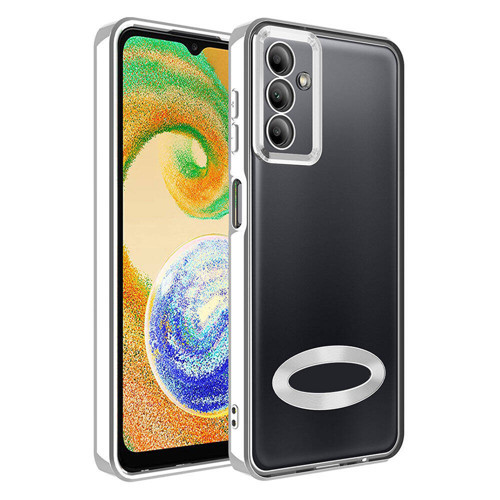 Galaxy A05S Kılıf Kamera Korumalı Logo Gösteren KHYR Omega Kapak - Gümüş