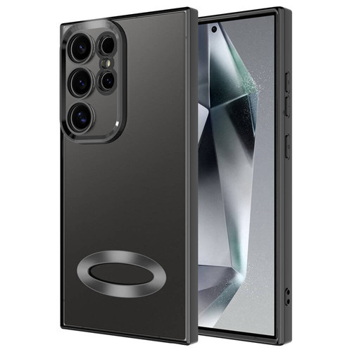 Galaxy S24 Ultra Kılıf Kamera Korumalı Logo Gösteren KHYR Omega Kapak - Siyah