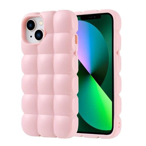 iPhone 14 Kılıf Parlak Esnek Silikon KHYR Dom Dom Kapak - Pembe