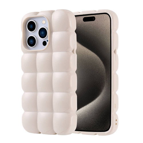 iPhone 15 Pro Kılıf Parlak Esnek Silikon KHYR Dom Dom Kapak - Beyaz