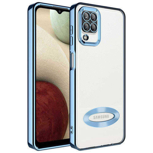 Galaxy M12 Kılıf Kamera Korumalı Logo Gösteren KHYR Omega Kapak - Sierra Mavi