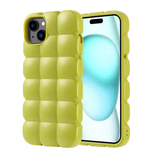 iPhone 15 Plus Kılıf Parlak Esnek Silikon KHYR Dom Dom Kapak - Yeşil