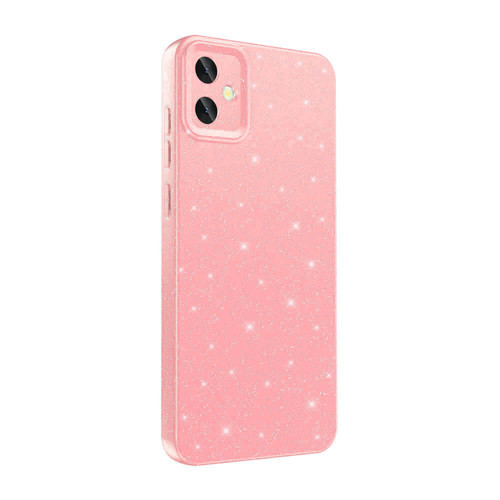 Galaxy A05 Kılıf Kamera Korumalı Simli Lüks KHYR Koton Kapak - Pembe