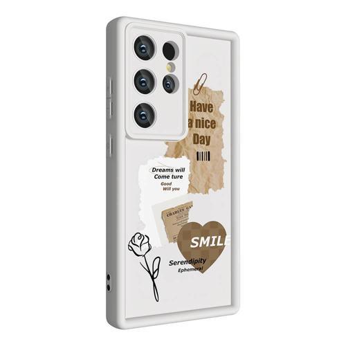 Galaxy S24 Ultra Kılıf Kamera Korumalı Baskılı Arka Yüzey KHYR Klas Kapak - Beyaz