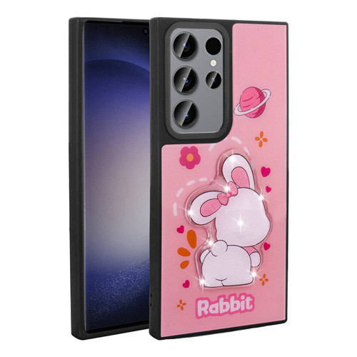 Galaxy S23 Ultra Kılıf Parlayan Kabartmalı İkonik Figürlü KHYR Amas Silikon Kapak - Pembe
