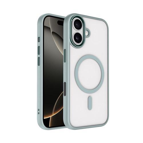 iPhone 17 Kılıf Wireless Şarj Özellikli Zore Krom M-safe Silikon Kapak - Gri