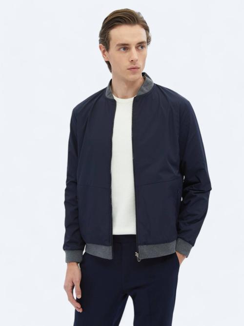 Lacivert Regular Fit Casual Dokuma Mont