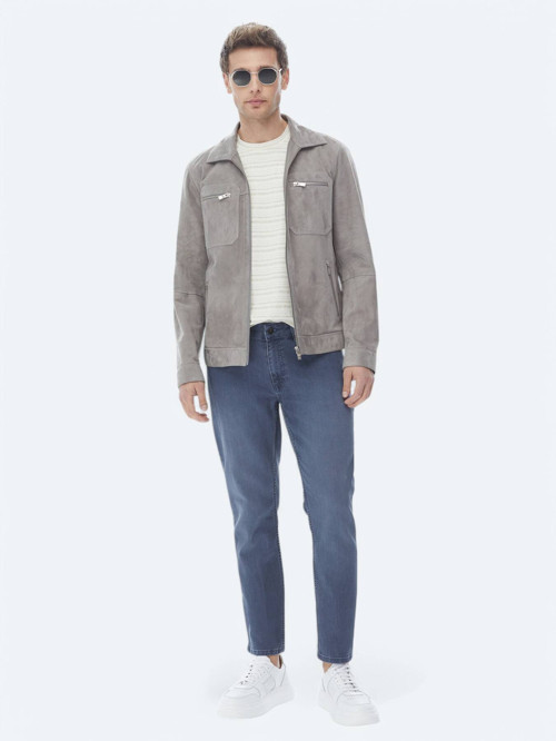 Lacivert Slim Fit Denim Pamuk Karışımlı Pantolon