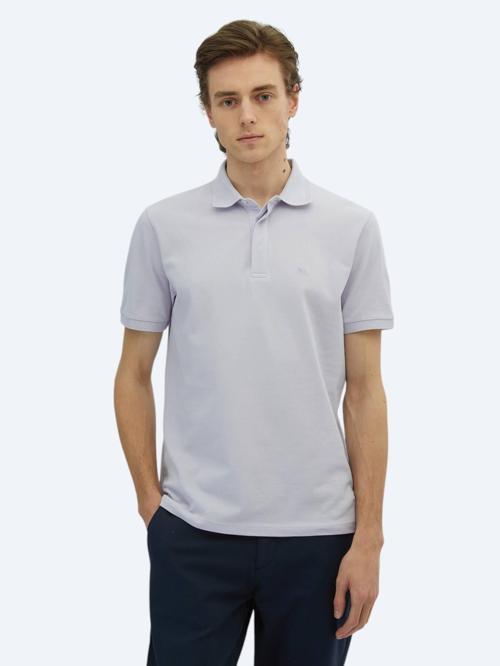 Lila Düz Polo Yaka %100 Pamuk T-Shirt