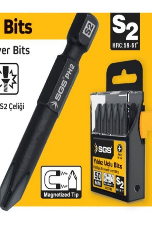 10 Adet Yıldız Uçlu Bits Ph2 50Mm S2 Çeliği Mıknatıslı