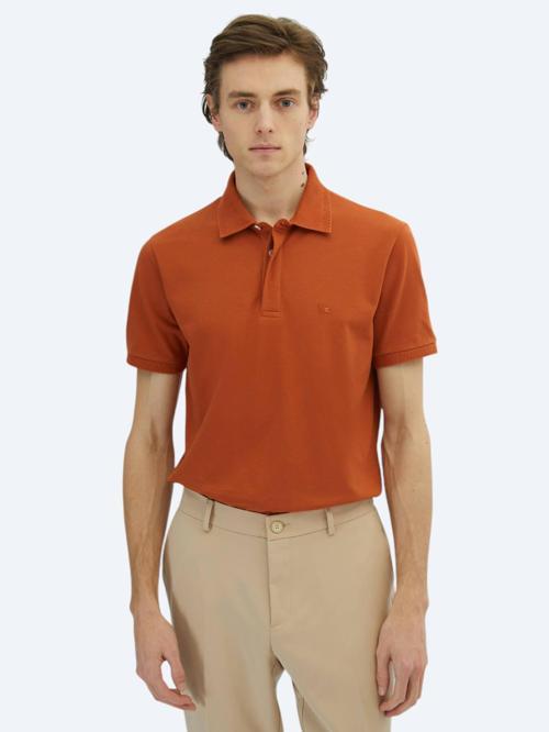 Kiremit Düz Polo Yaka %100 Pamuk T-Shirt