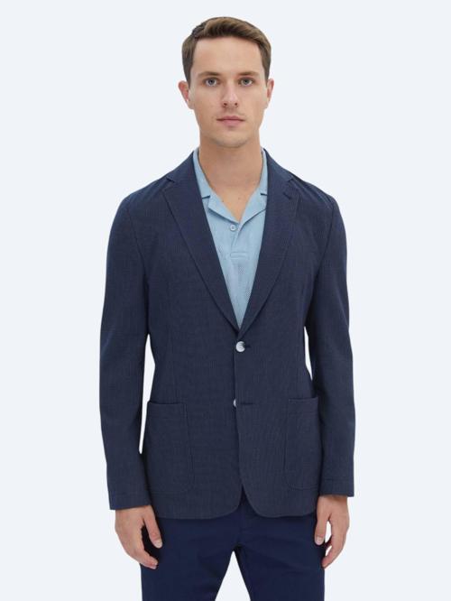 Lacivert Çizgili Modern Fit Ceket