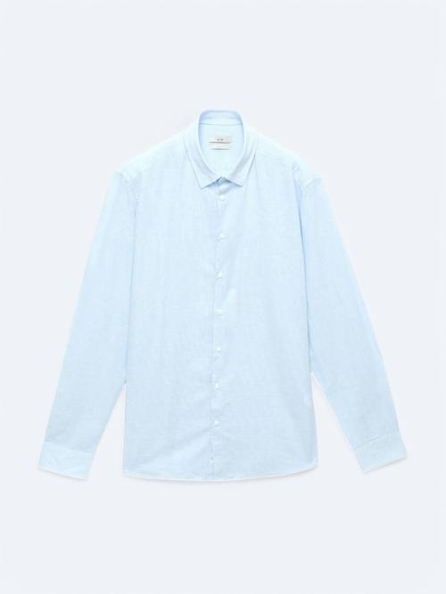 Lacivert Çizgili Regular Fit Dokuma Casual Pamuk Karışımlı Gömlek