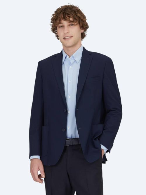 Lacivert Desenli Regular Fit Ceket