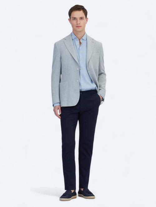 Lacivert Dokuma Regular Fit Casual Pamuk Karışımlı Pantolon