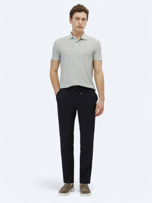 Lacivert Düz Dokuma Jogging Fit Casual Pantolon
