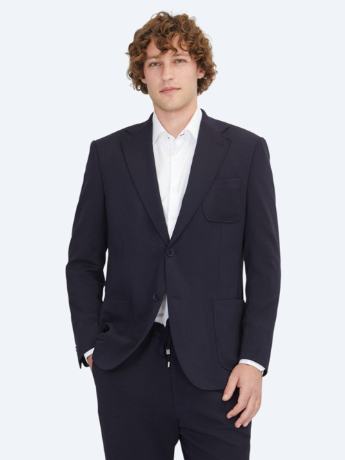 Lacivert Düz Modern Fit Örme Takım Elbise