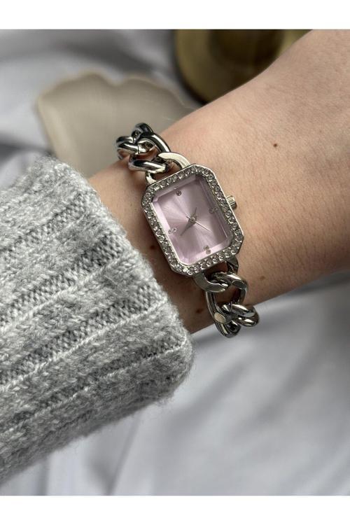 Pembe Cam Örgü Saat