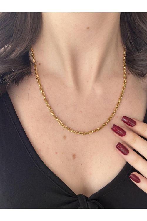 İşlemeli Gold Zincir Kolye