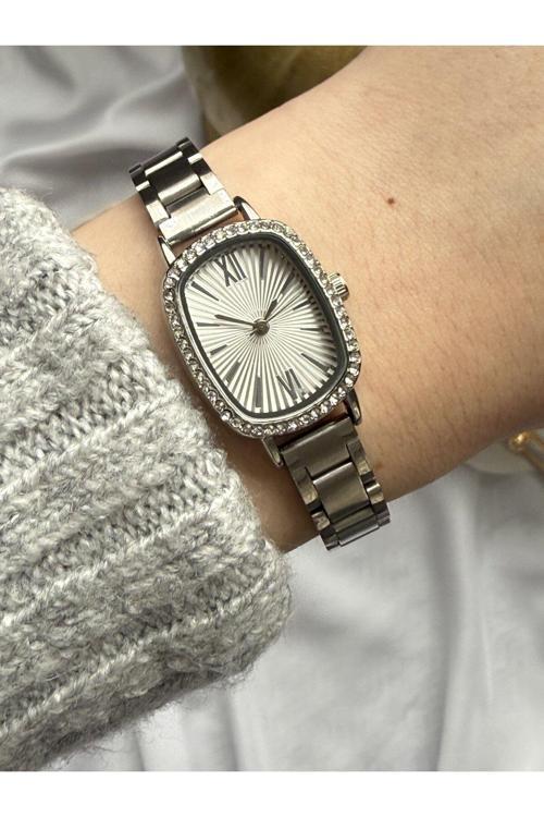 Çelik Zirkon Taş Detaylı Saat