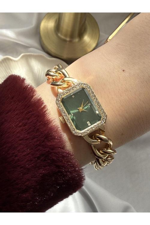 Yeşil Cam Vintage Saat