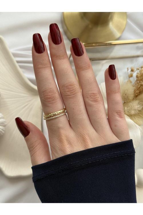 Çift Sıra Gold Yüzük