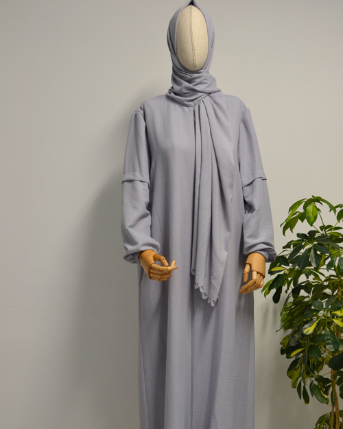 Kendinden Şallı Pamuklu Aerobin Kumaş Kadın Namaz Elbisesi / Ferace – 1-6 Beden Aralığı