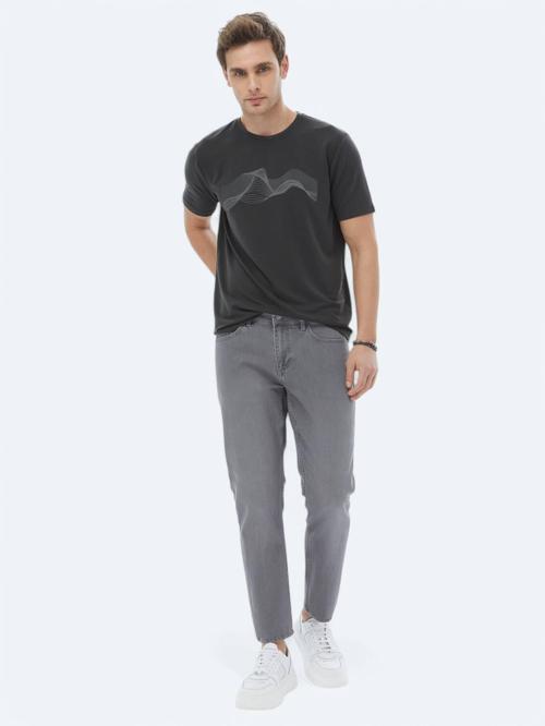 Gri Slim Fit Denim Pamuk Karışımlı Pantolon