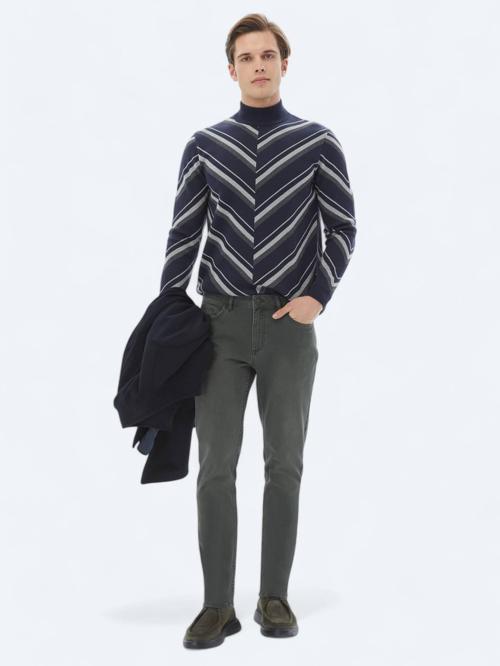 Haki Slim Fit Denim Pamuk Karışımlı Pantolon