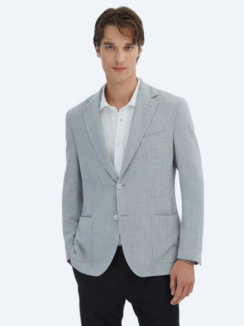 Gri Desenli Modern Fit Ceket