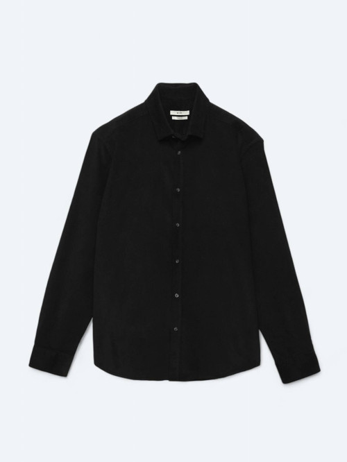 Siyah Fitilli Regular Fit Dokuma Kadife Casual %100 Pamuk Gömlek